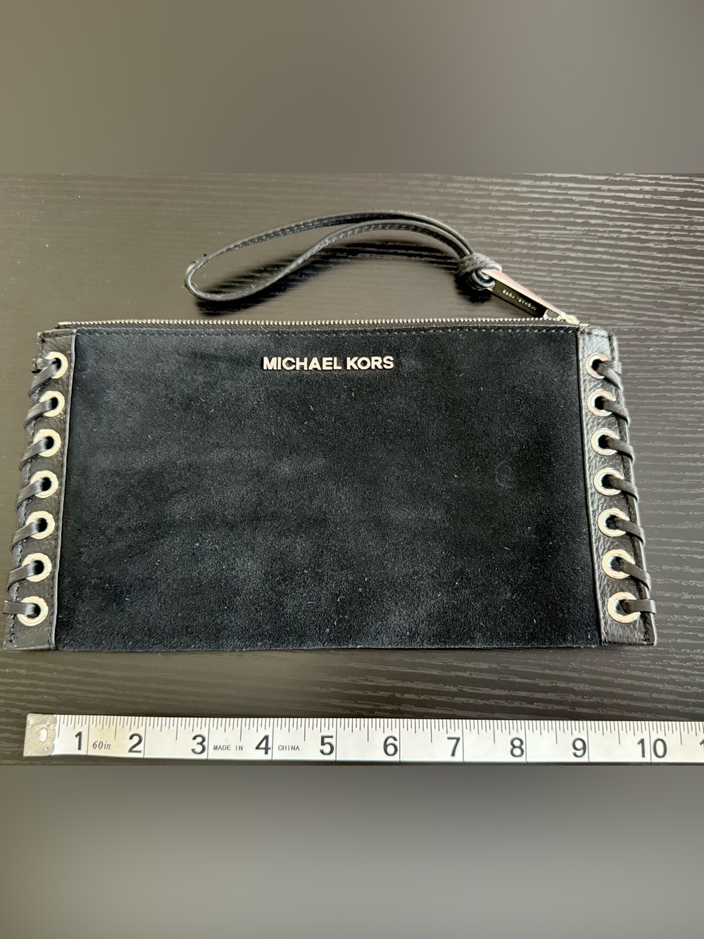 Michael Kors suede grommet clutch